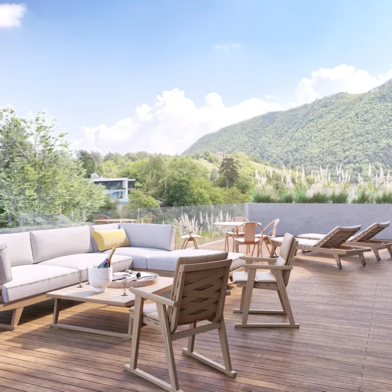 Terasa apartament 3 camere Stejeris Brasov cu vedere la munte